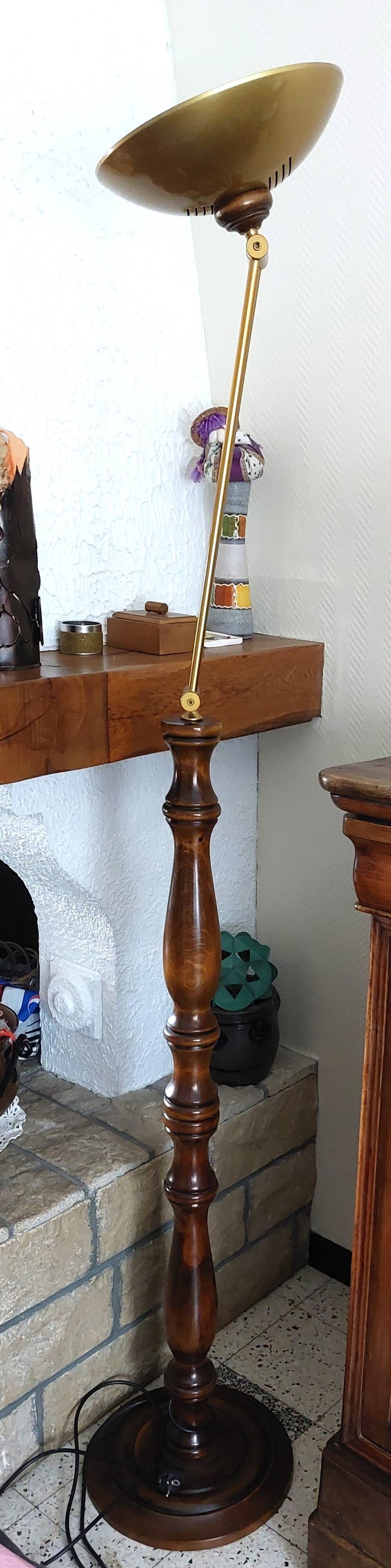 Lampadaire halogène Pied en bois