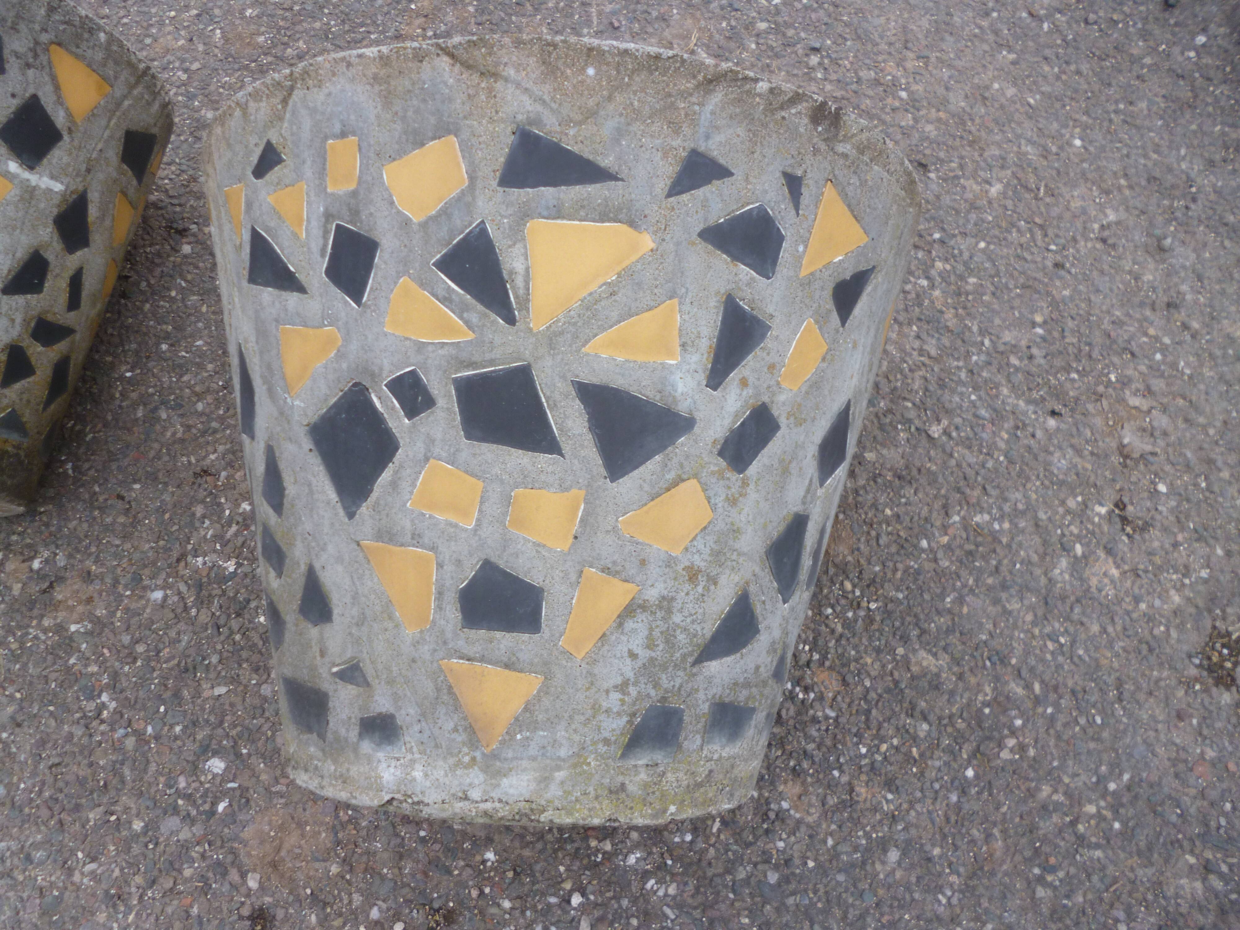 Pair of cement basins and tiles from the 50s