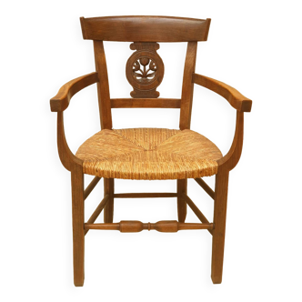 Fauteuil paillé directoire