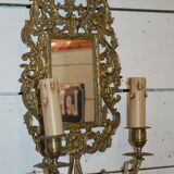 Pair of bronze wall lamp with a mirror
