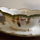 Vintage green Limoges porcelain gravy boat with gilt trim