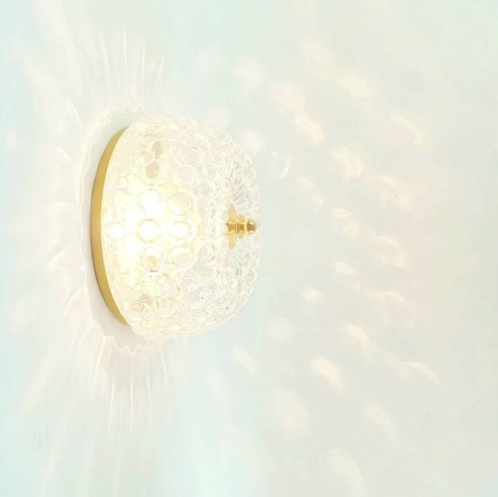 Plafonnier/applique murale en verre bullé de style Mid-Century par H. Tynell, années 1960