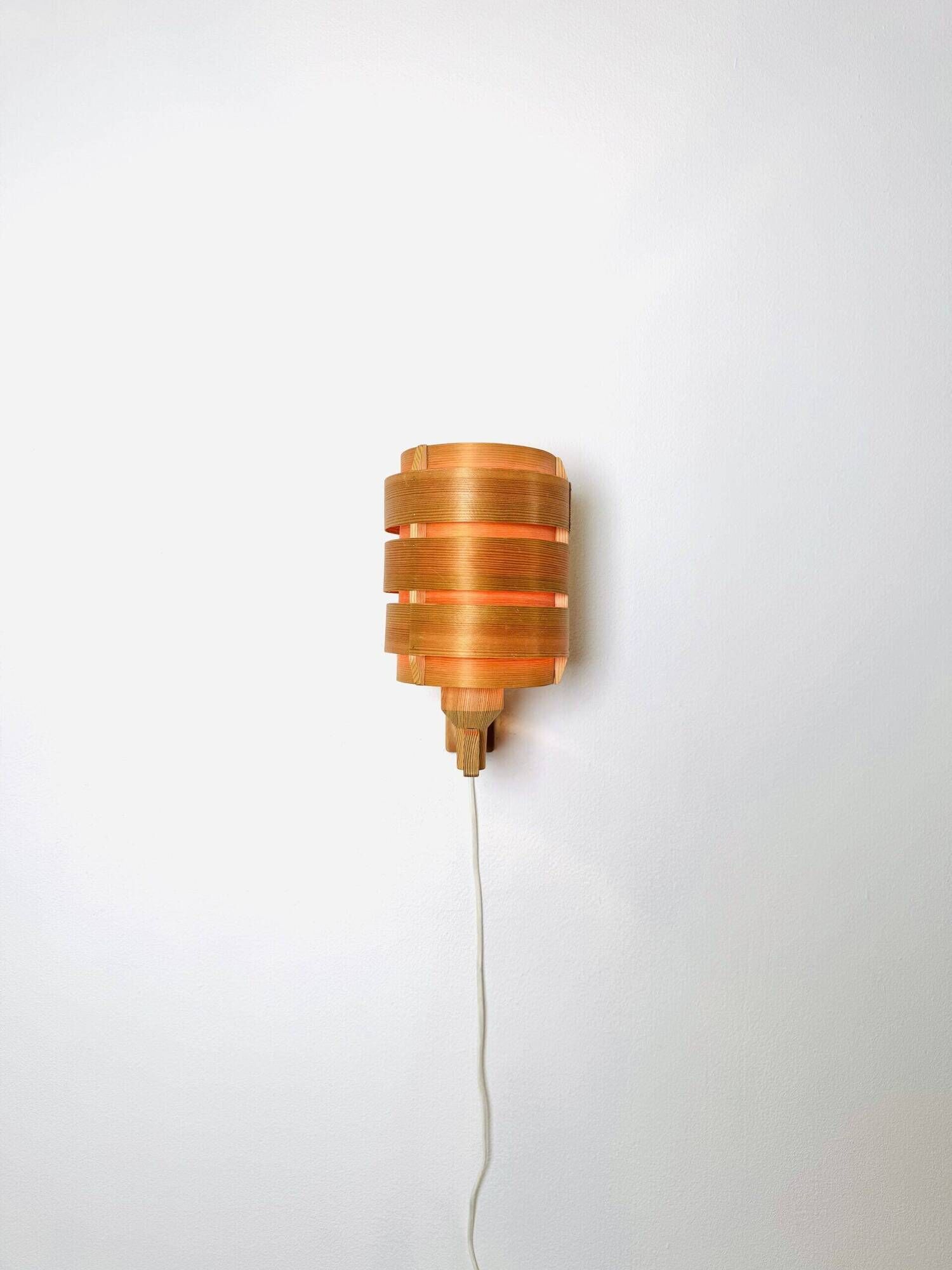 Mounted Pine Veneer Wall Lamp By Hans-Agne Jakobsson For Markaryd, Sweden 1960S