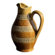 Vintage yellow stoneware carafe with beaded friezes Made in France H22