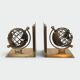 Pair of Brass Bookends with Openwork Globe Decorations. Work