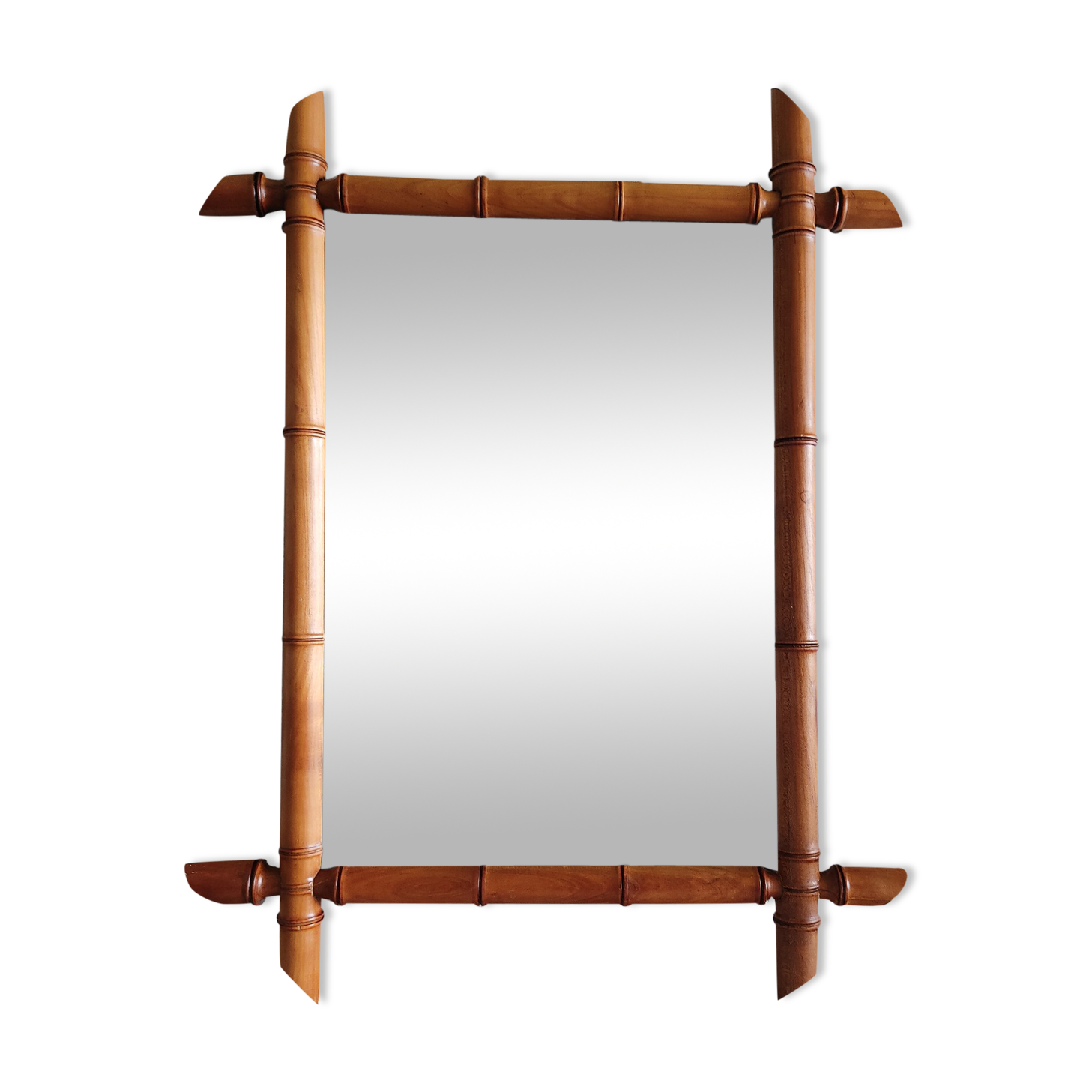 Miroir en bois imitation bambou des années 1900/1920 45x58cm