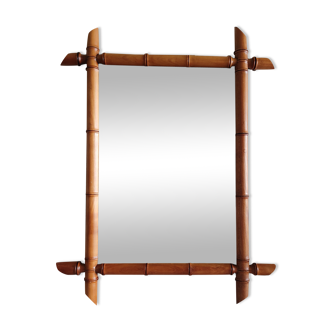 Miroir en bois imitation bambou des années 1900/1920 45x58cm