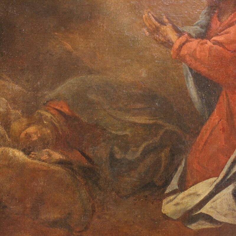 Antique Italian painting Christ in the Garden of Olives from 17th century
