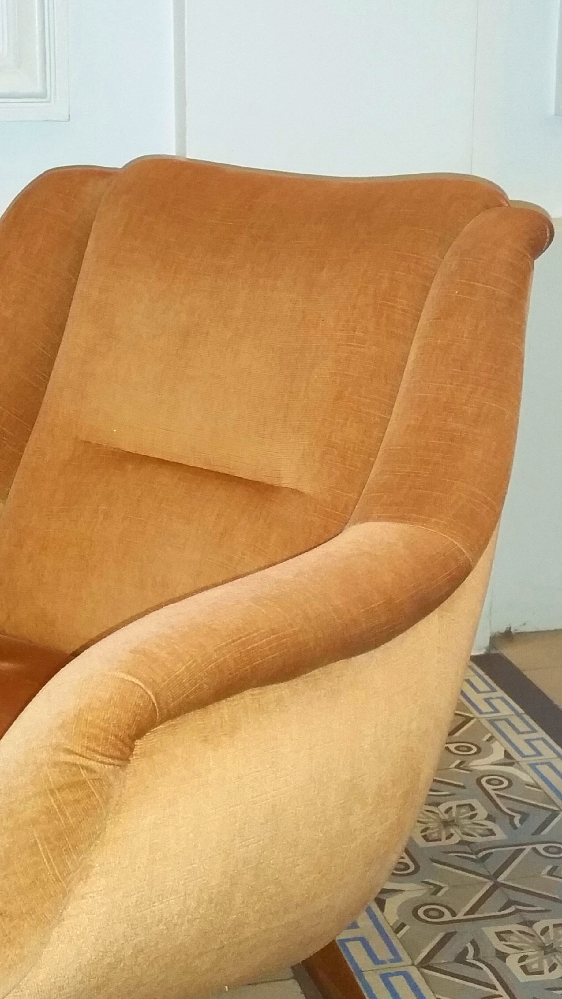 Armchair sculptural vintage 50s copper and restored