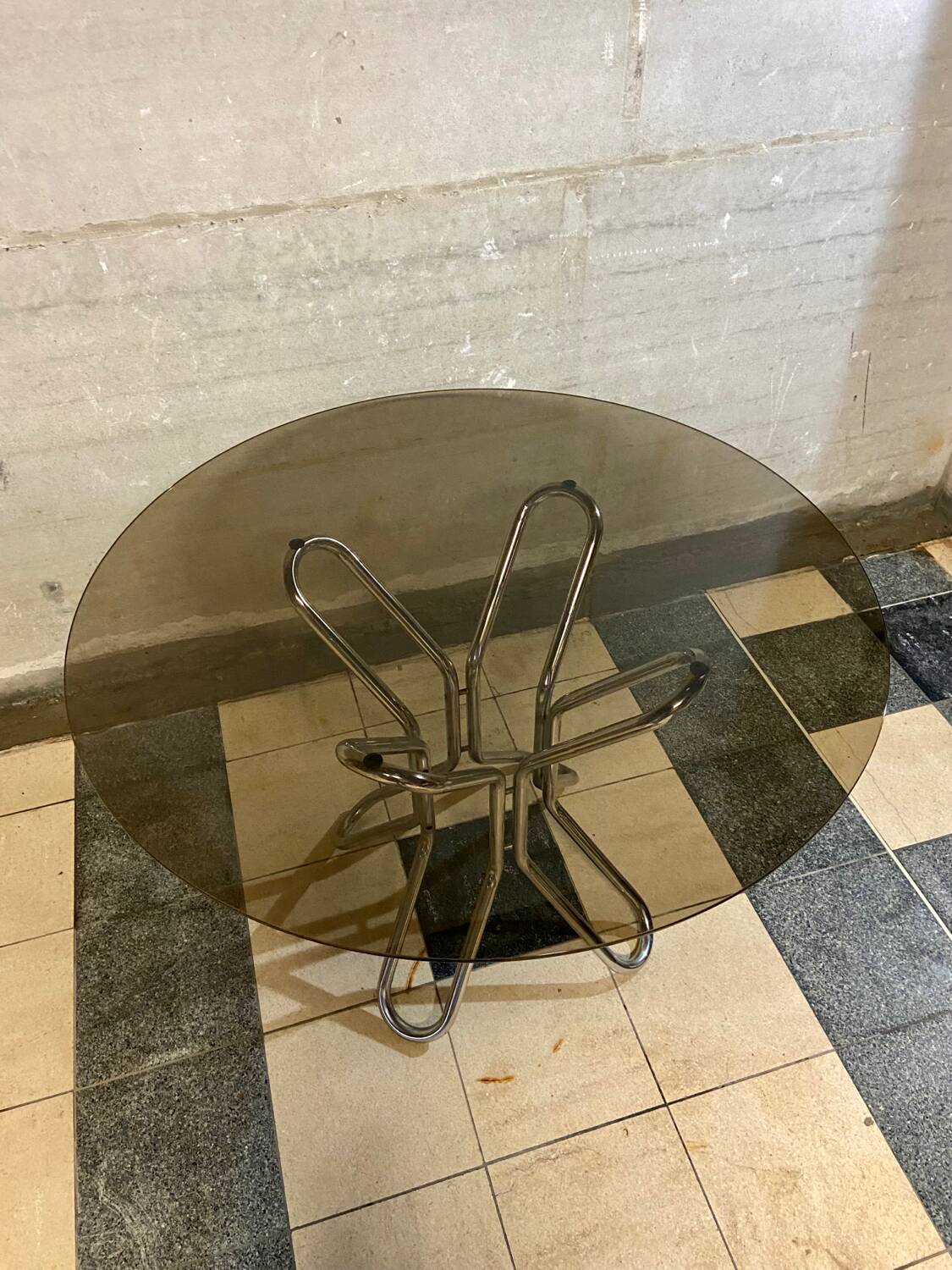 Vintage smoked glass table