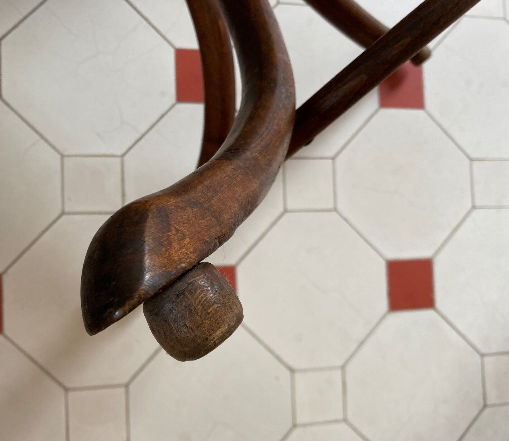 Old curved wood parrot coat rack