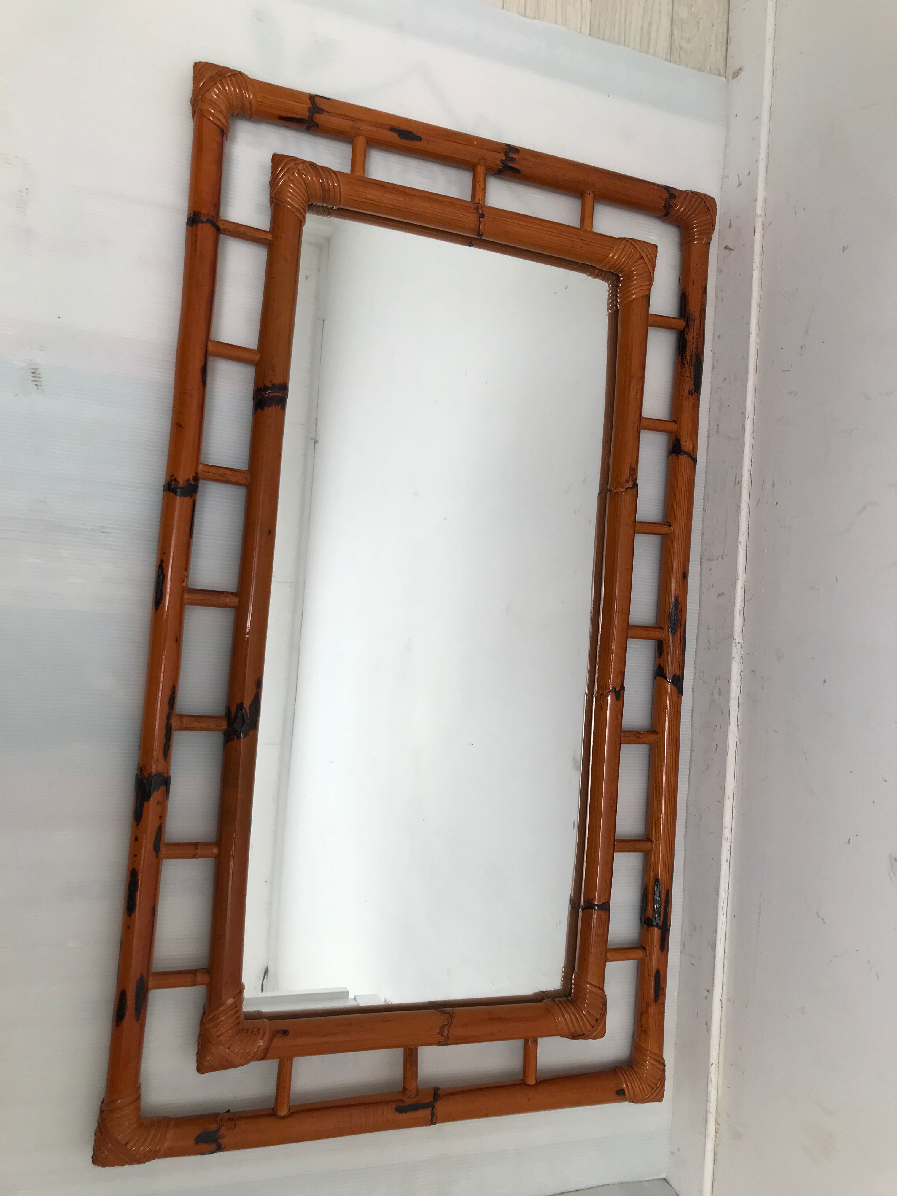 Vintage bamboo mirror