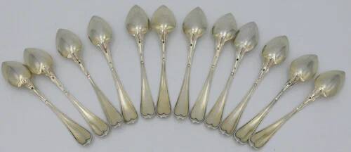 12 teaspoons, coffee, sterling silver Vieillard, vermeil, model Filet droit.