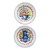 2 assiettes st clement luneville xixème  motif fleuris