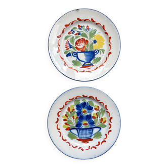 2 St Clement Luneville plates, 19th century, floral pattern