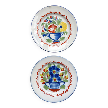 2 assiettes st clement luneville xixème  motif fleuris