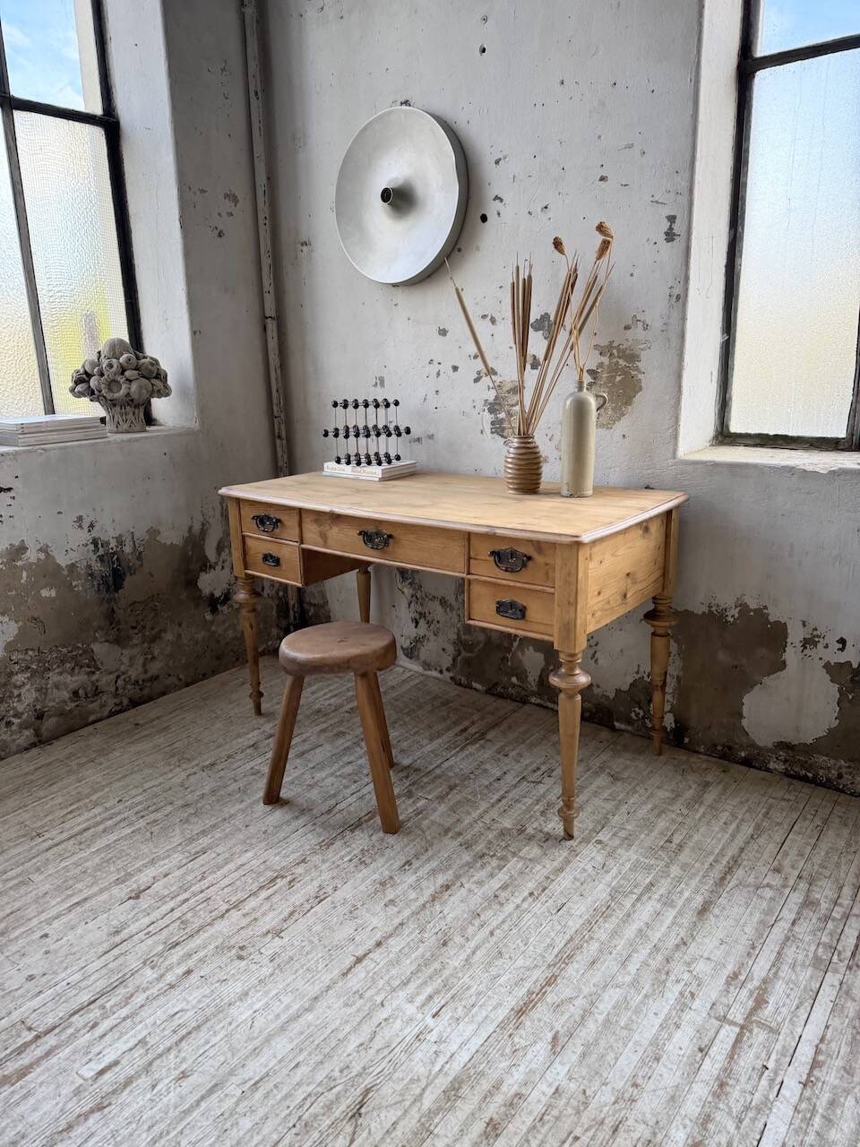 Blonde walnut desk and pine top 1900