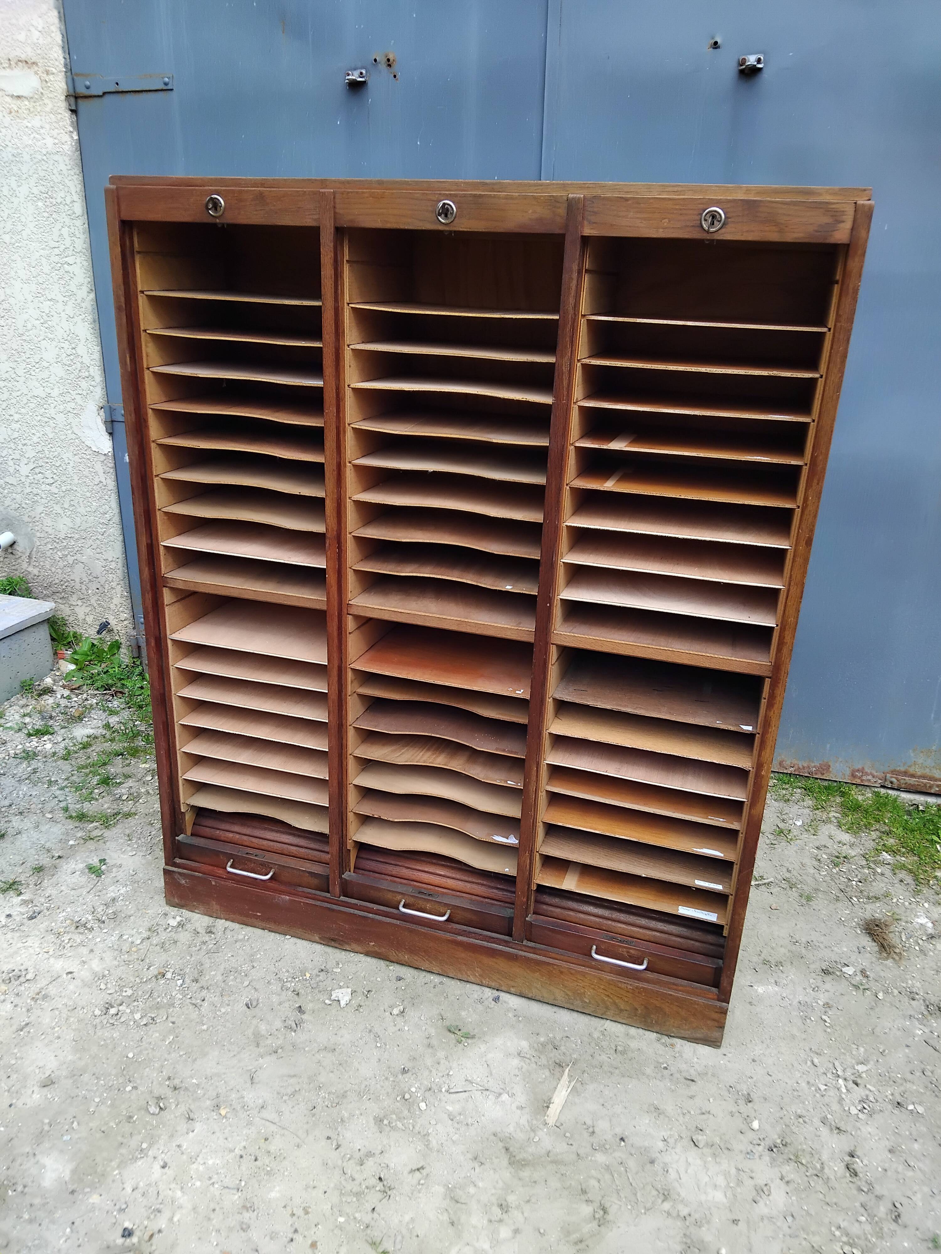 Antique 3-panel filing cabinet