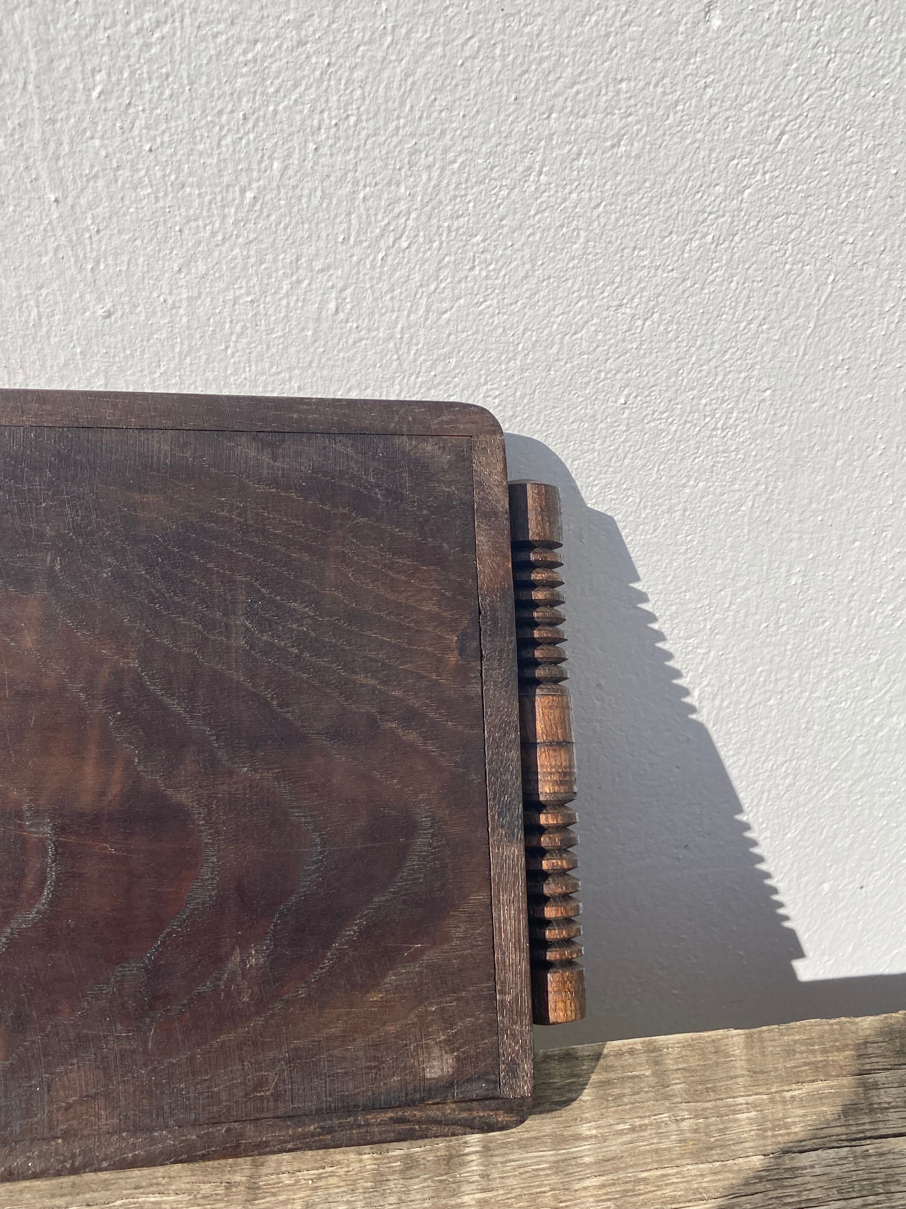 Rectangular art deco turned wood tray