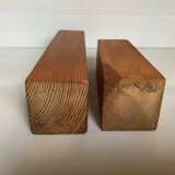Pair of asymmetrical Scandinavian wooden candlesticks