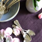 Old harvest tablecloth in hemp dyed with eggplant