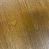 Vintage wooden desk with black steel frame