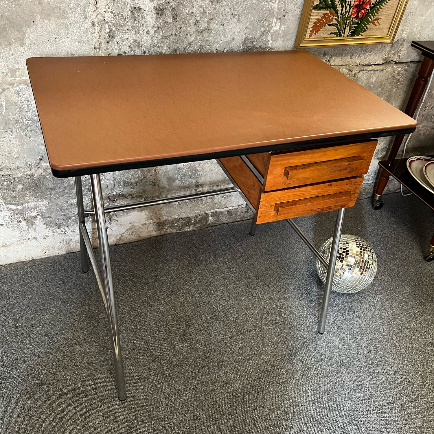 Bureau vintage métal et bois