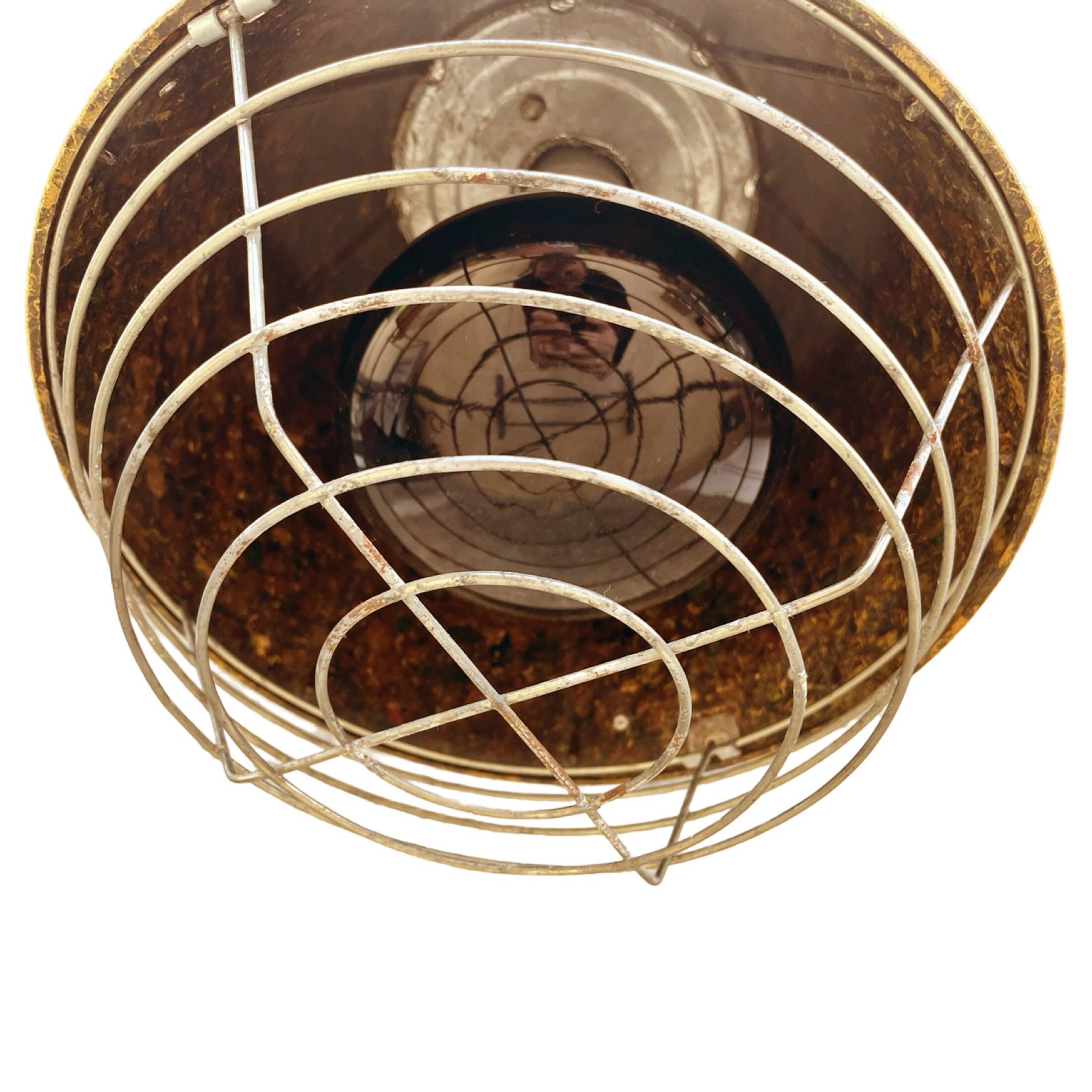Industrial hanging lamp, heating, Narva Leuchen, Germany, 1970s.