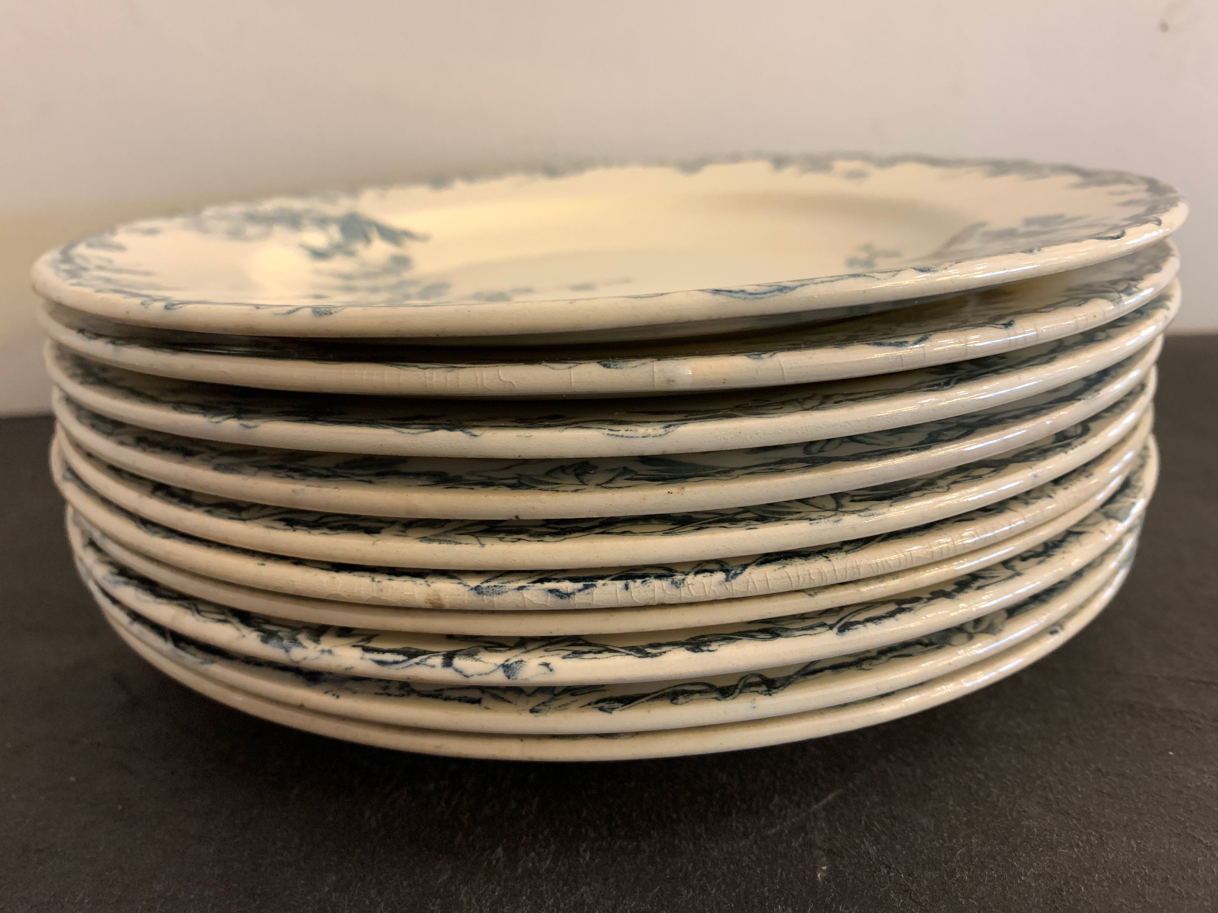 Set of 10 dessert plates KG Lunéville Passiflore model