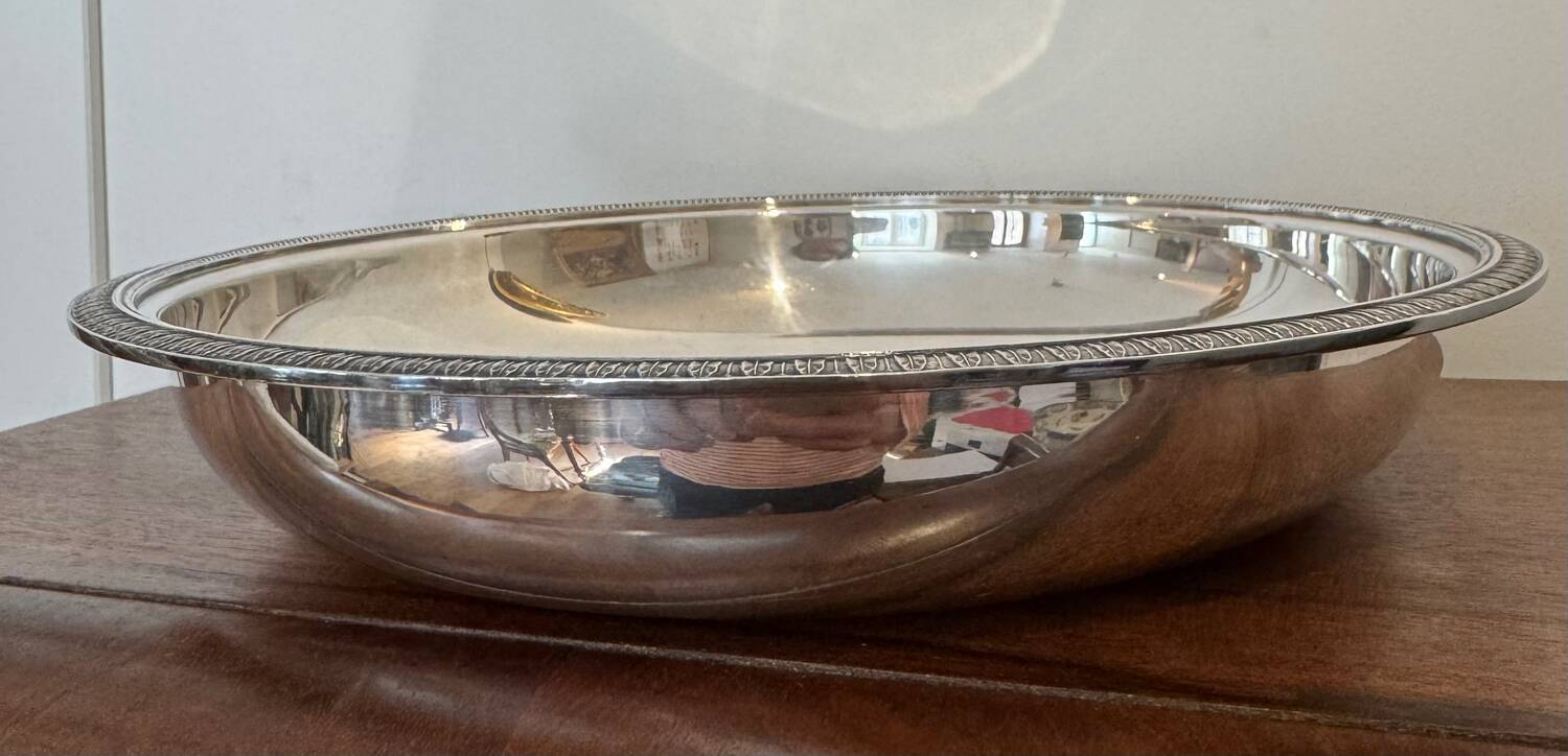 Shallow dish / vegetable dish Christofle Gallia – model Pearls, silver-plated metal