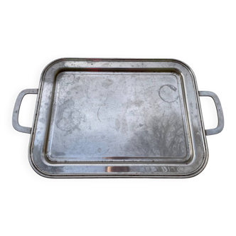 Rectangular silver metal tray