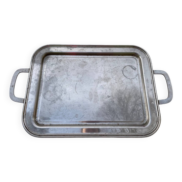 Plateau rectangulaire en métal argenté