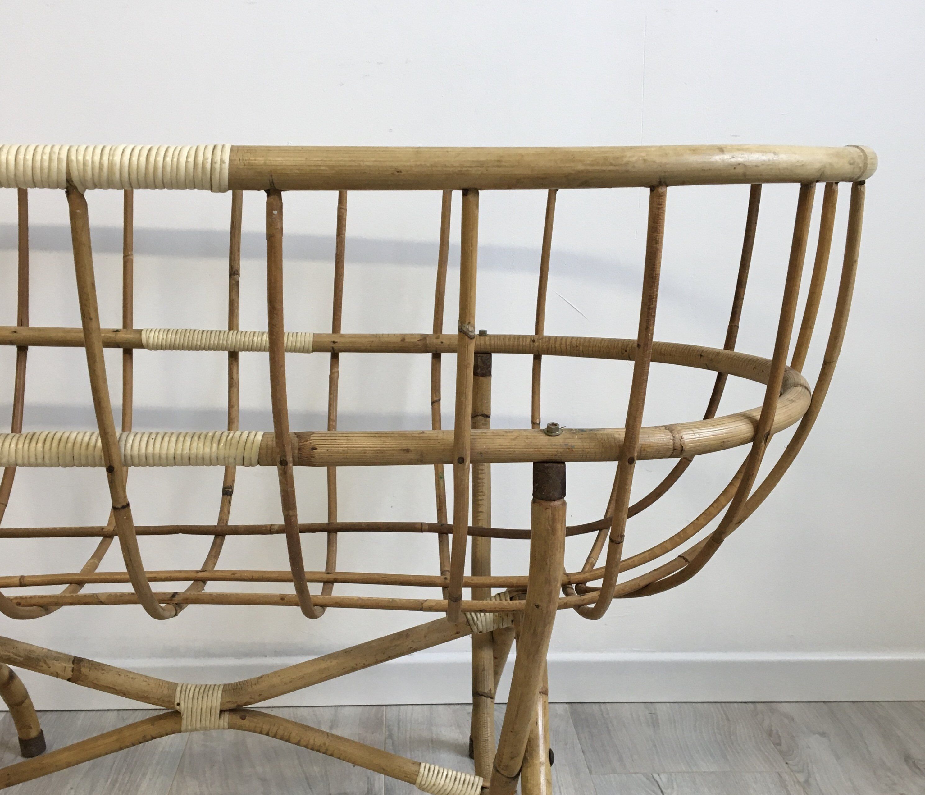 Vintage rattan cradle
