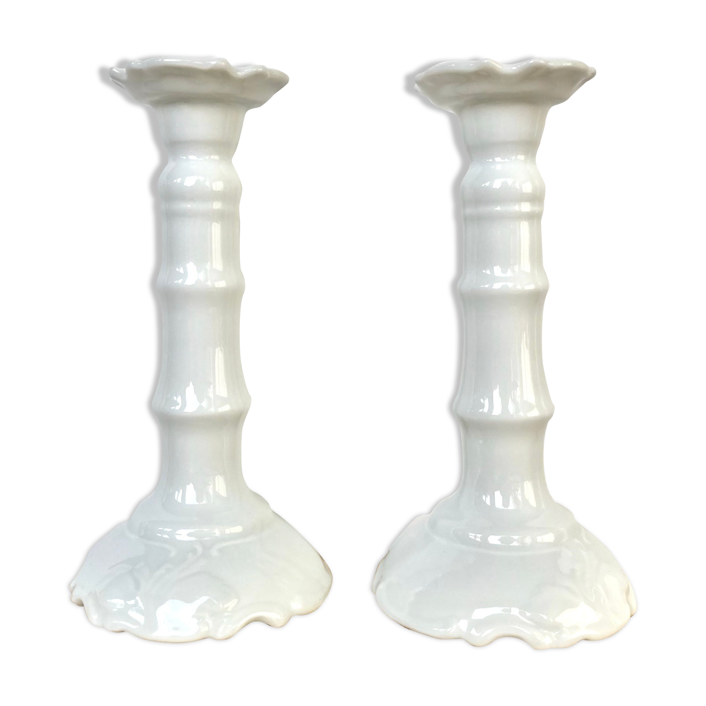 Pair of porcelain candle holders