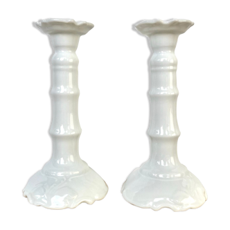 Pair of porcelain candle holders
