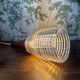 Vintage Scandinavian teak and holophane glass pendant light. 50s/60s