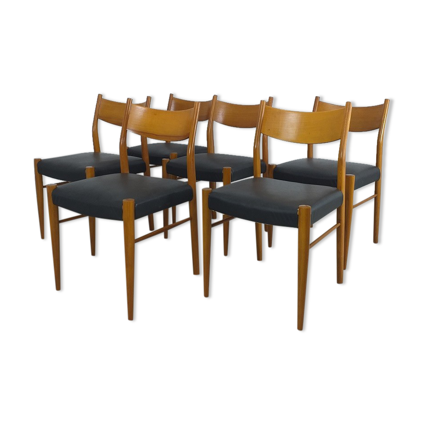 Set of 6 Scandinavian chairs teak 60s vintage