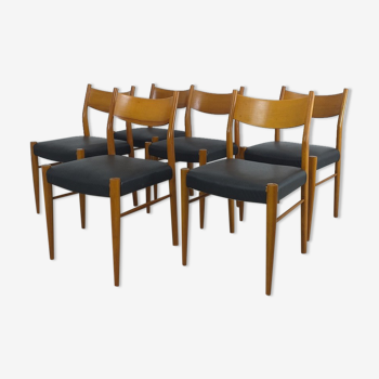 Set of 6 Scandinavian chairs teak 60s vintage