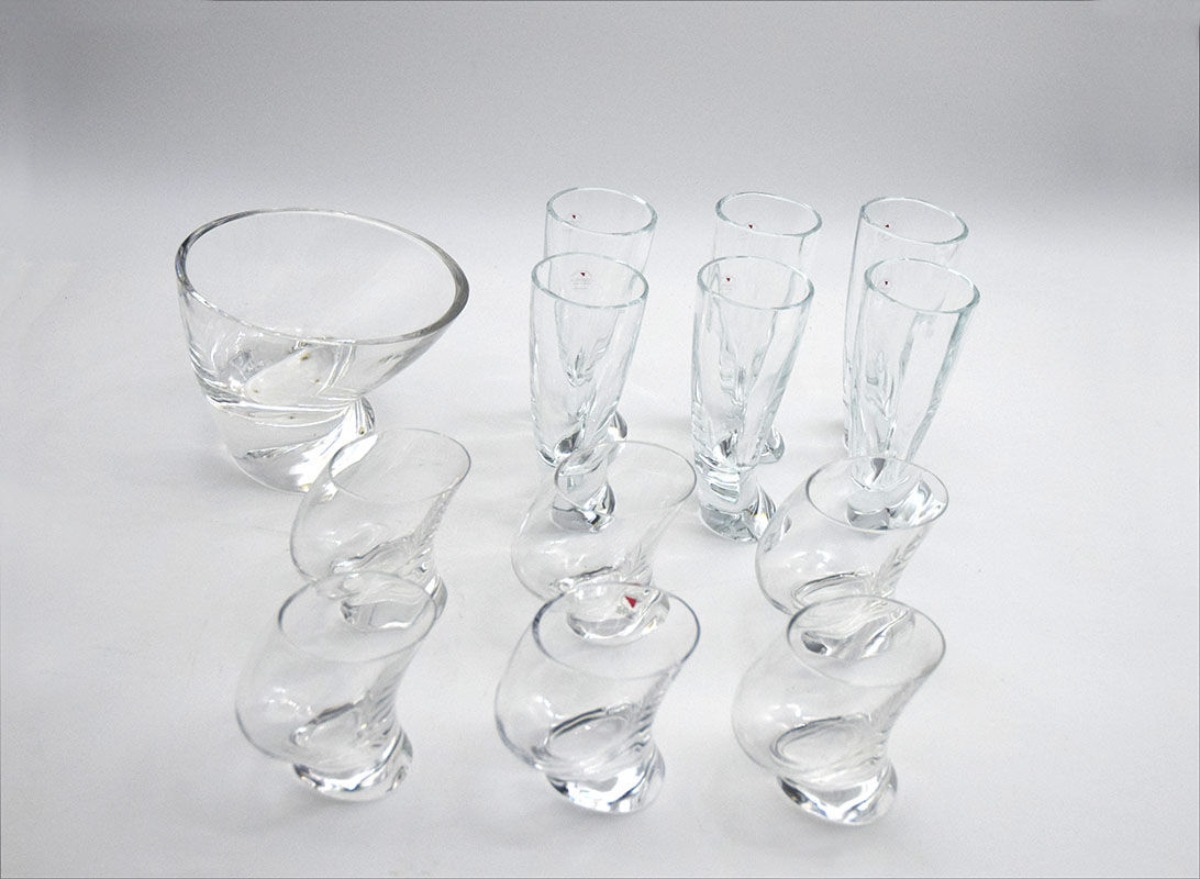 Angelo Mangiarotti for Cristallerie Il Colle 1970s drinking set