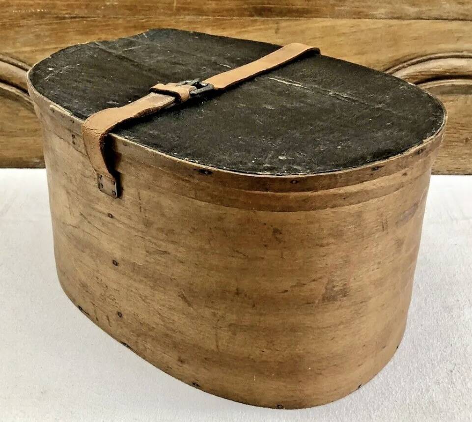 Old bent wood fur hat box