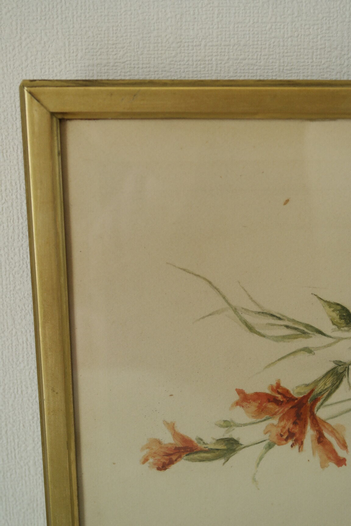 Watercolor frame golden bouquet of flowers