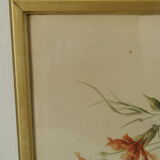 Watercolor frame golden bouquet of flowers