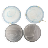 Pair of vintage blue and white Murano glass ceiling lights 1980