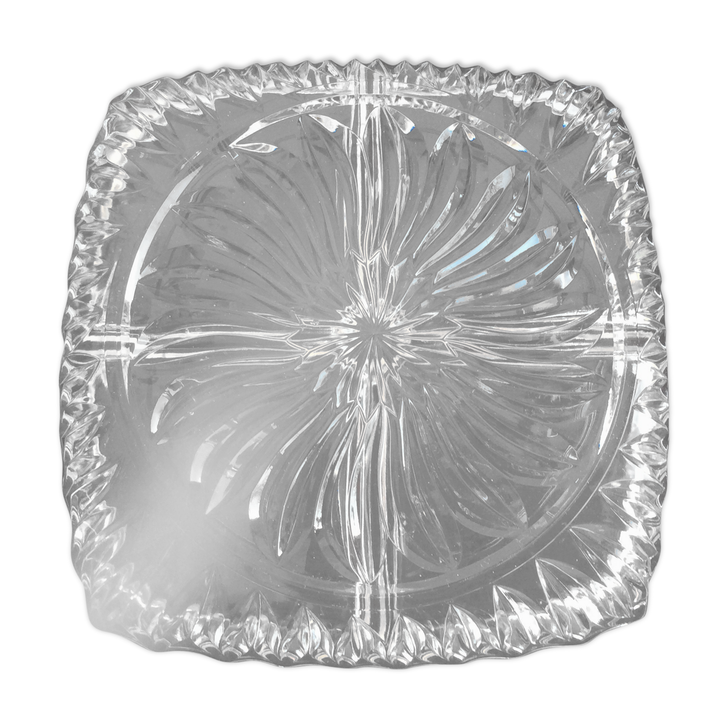 Old 4-compartment dish, servant, very thick glass vintage