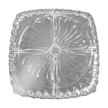 Ancien plat à 4 compartiments, serviteur, en verre très épais vintage
