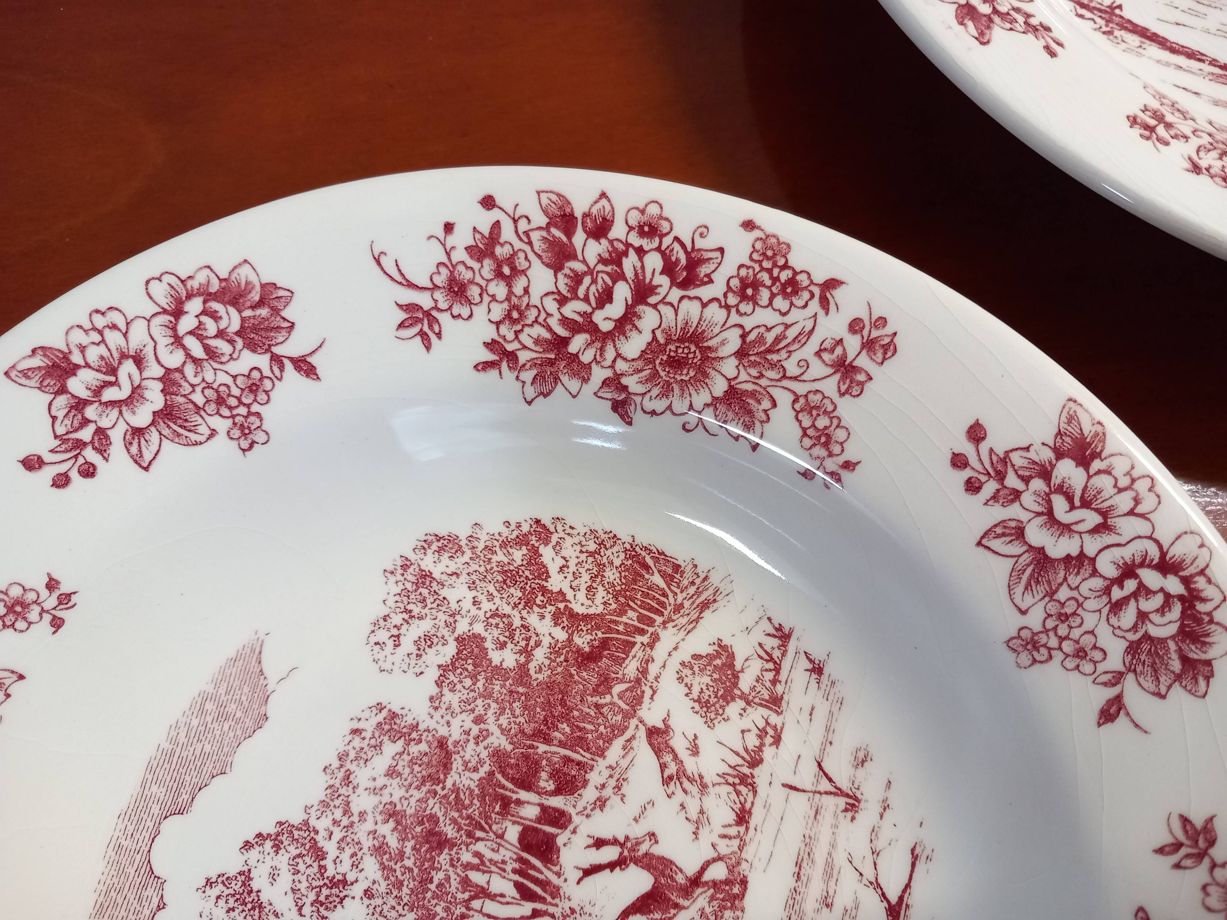 Set of 4 deep plates, Gien earthenware.
