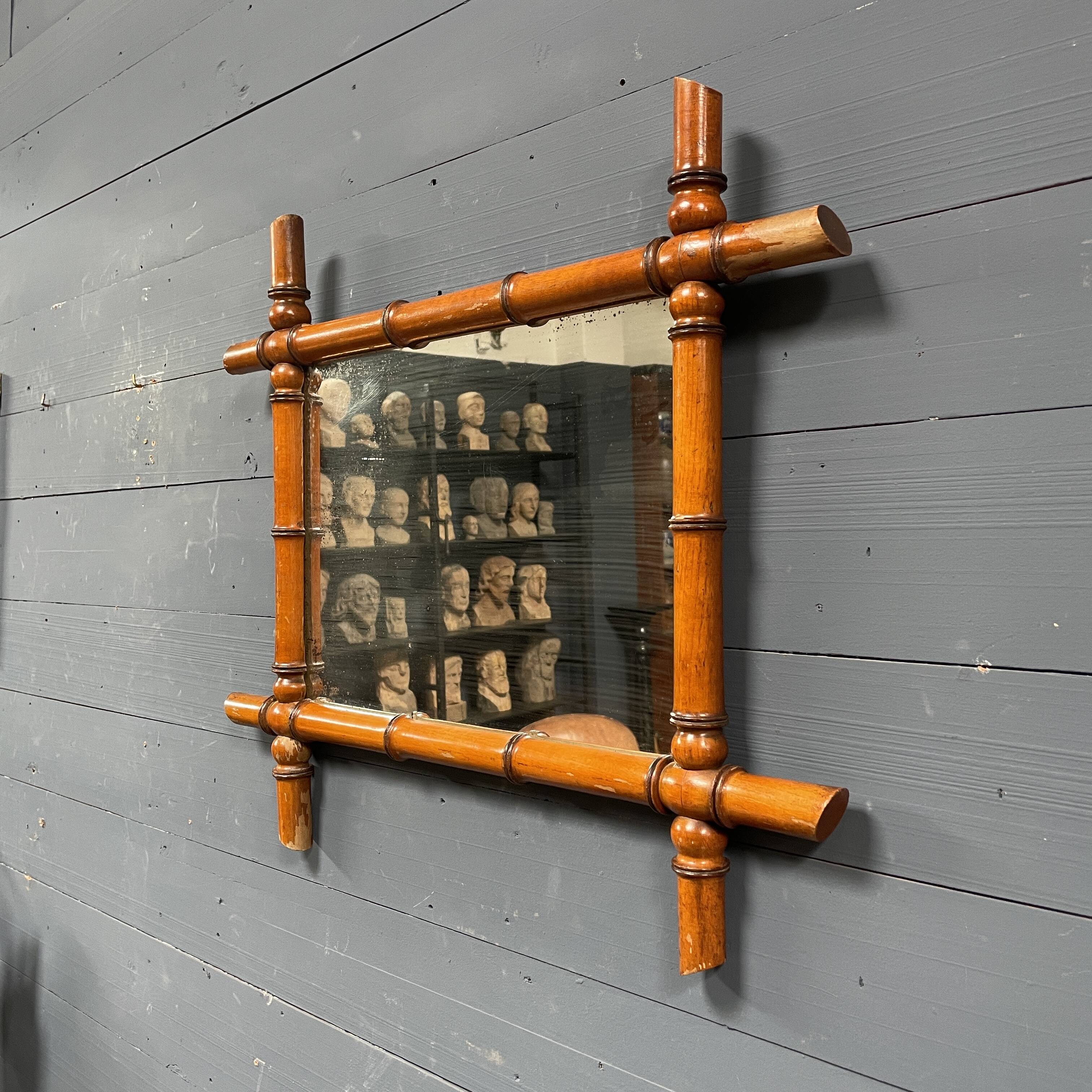 Antique faux bamboo mirror from France