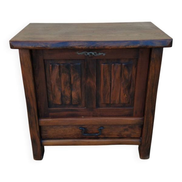 Meuble bar brutaliste orme massif ARANJOU vintage