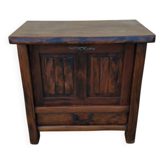 ARANJOU vintage solid elm brutalist bar cabinet