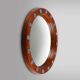 French round wooden mirror with elegant blue and white glass decoration, 19